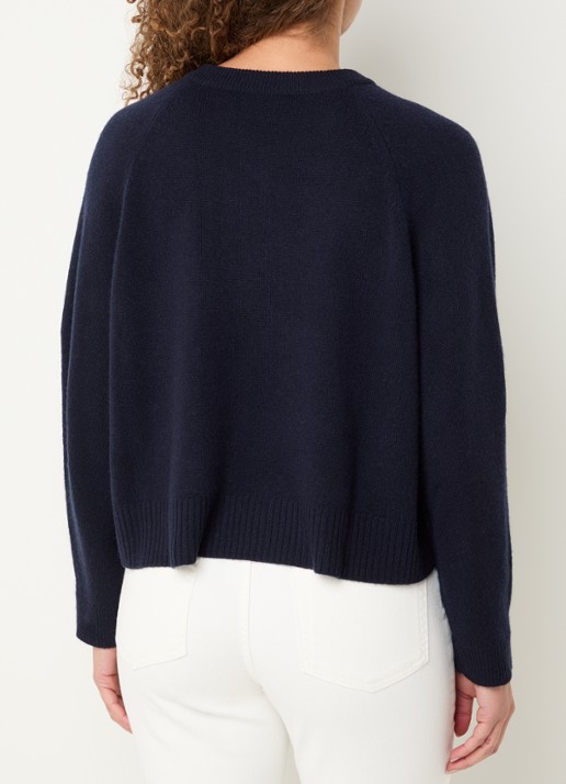 Max Mara Fijngebreide trui van kasjmier met ronde hals - achterkant 4 donkerblauw