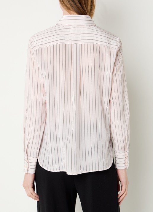 Max Mara Flirt blouse van zijde met streepprint - achterkant lichtroze