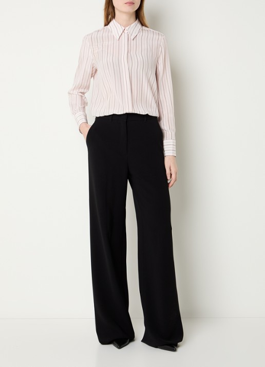 Max Mara Flirt blouse van zijde met streepprint - voorkant 3 lichtroze