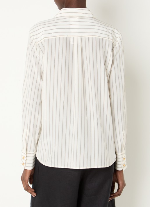 Max Mara Flirt blouse van zijde met streepprint - achterkant 3 ivoor