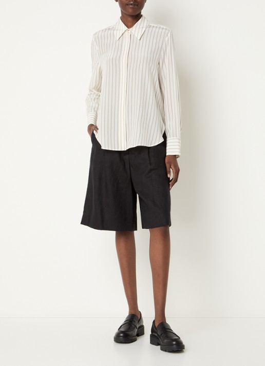 Max Mara Flirt blouse van zijde met streepprint - voorkant 2 ivoor