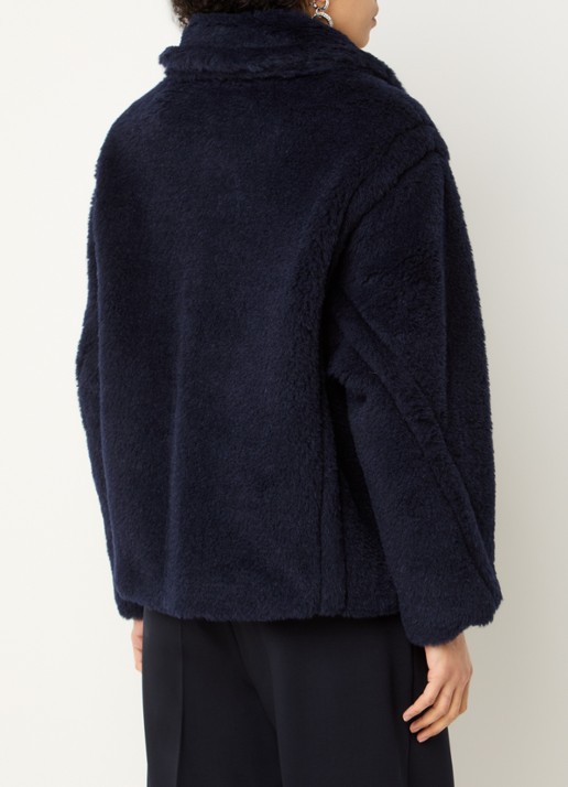 Max Mara Fuggito mantel in scheerwolblend met steekzakken - achterkant 4 donkerblauw