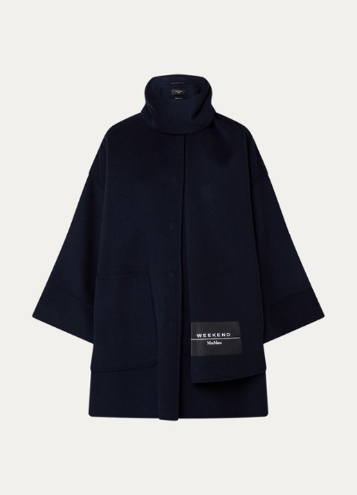 Max Mara Fulcro mantel in scheerwolblend met afneembare sjaalkraag