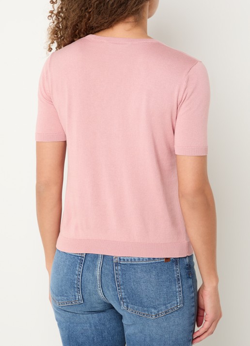 Max Mara Gabarra T-shirt van satijn - achterkant 4 oudroze