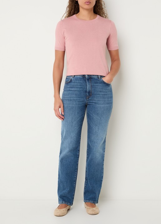 Max Mara Gabarra T-shirt van satijn - voorkant 2 oudroze