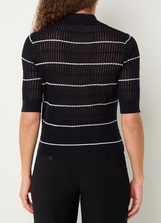 Max Mara Gallo fijngebreide top in zijdeblend - achterkant 2 donkerblauw