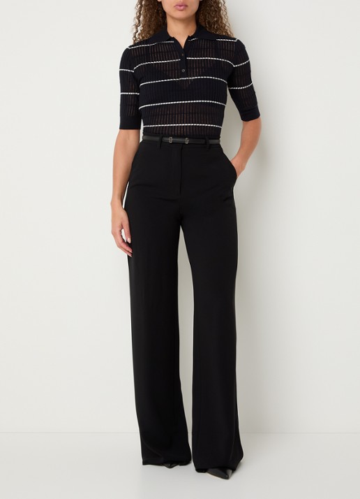 Max Mara Gallo fijngebreide top in zijdeblend - voorkant 4 donkerblauw