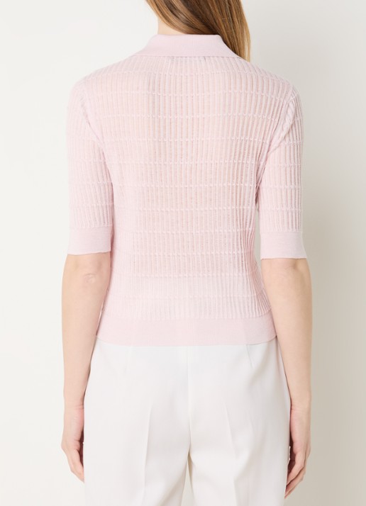Max Mara Gallo fijngebreide top in zijdeblend - achterkant lichtroze
