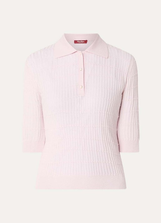 Max Mara Gallo fijngebreide top in zijdeblend - voorkant 3 lichtroze