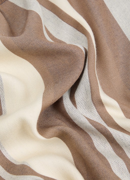 Max Mara Gallo sjaal met streepprint 184 x 82 cm - detail 3 beige