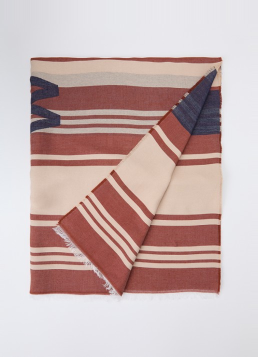 Max Mara Gallo sjaal met streepprint 184 x 82 cm - voorkant rood