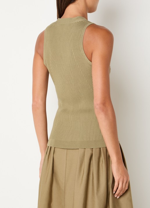 Max Mara Gebreid vest met ribstructuur - achterkant 4 khaki