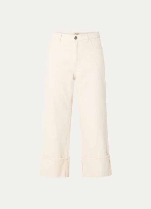 Max Mara Gesto high waist wide leg cropped jeans met gekleurde wassing - voorkant gebroken wit