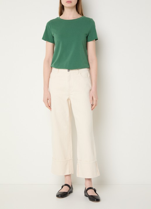 Max Mara Gesto high waist wide leg cropped jeans met gekleurde wassing - voorkant 2 gebroken wit