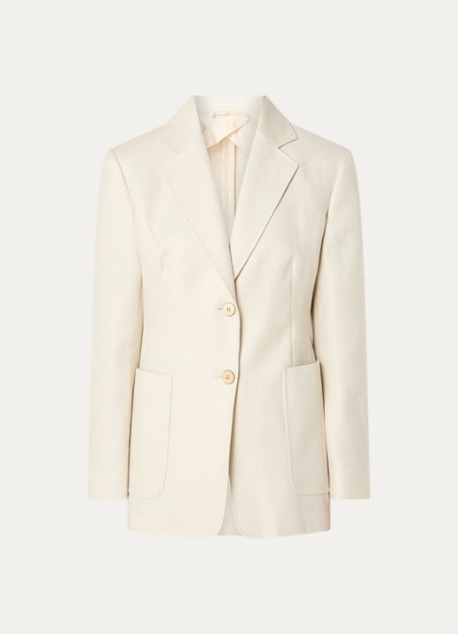 Max Mara Getailleerde blazer van linnen met opgestikte zakken - voorkant 2 ivoor