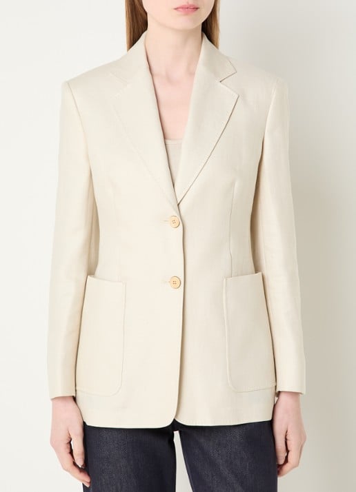 Max Mara Getailleerde blazer van linnen met opgestikte zakken