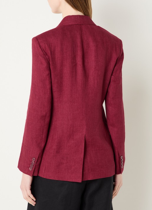 Max Mara Getailleerde blazer van linnen met steekzakken - achterkant kastanjebruin