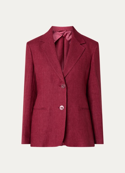 Max Mara Getailleerde blazer van linnen met steekzakken - voorkant 3 kastanjebruin