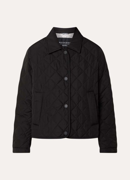 Max Mara Gewatteerd jack met quilt patroon en steekzakken - voorkant zwart