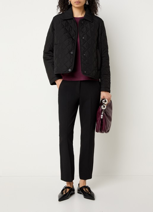 Max Mara Gewatteerd jack met quilt patroon en steekzakken - voorkant 2 zwart