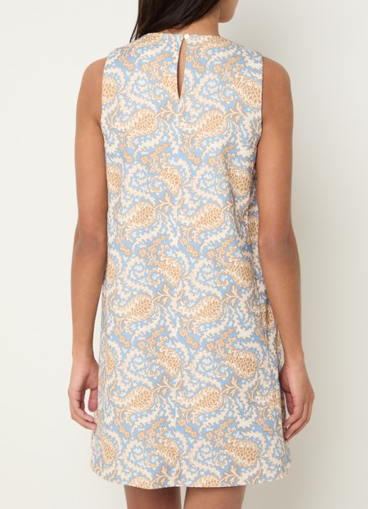 Max Mara Giallo mini jurk met print - achterkant 4 lichtblauw