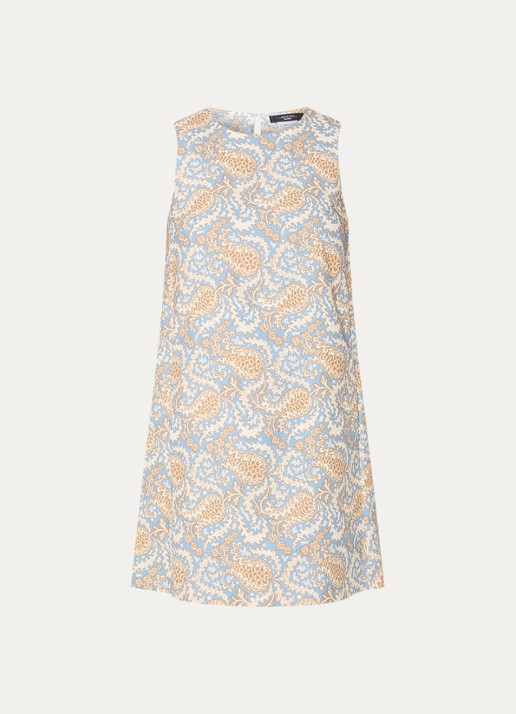 Max Mara Giallo mini jurk met print - voorkant lichtblauw