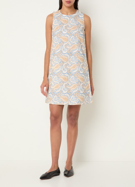 Max Mara Giallo mini jurk met print - voorkant 2 lichtblauw