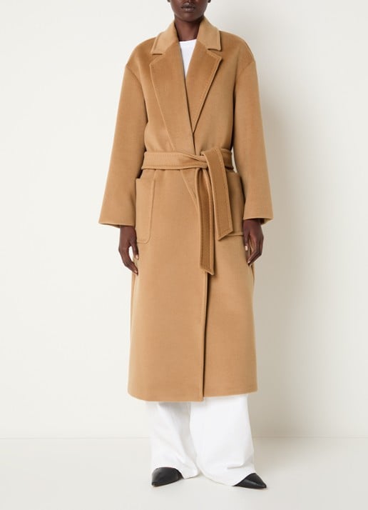 Max Mara Giambo mantel van scheerwol met strikceintuur