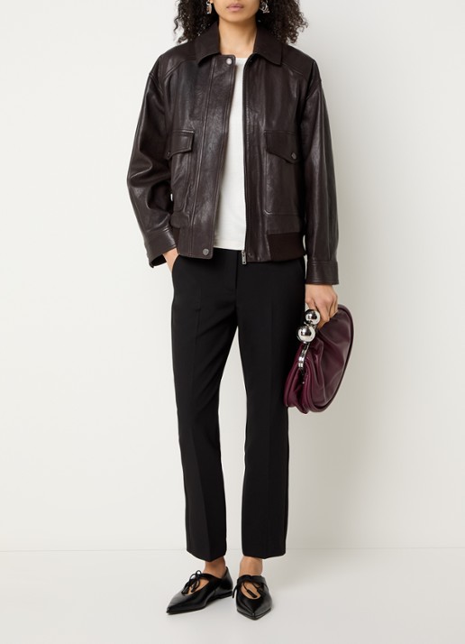 Max Mara Gigante jack van lamsleer - voorkant 4 donkerbruin
