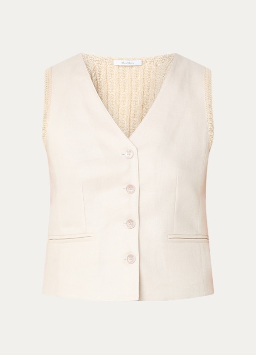 Max Mara Gilet van linnen - voorkant 2 beige