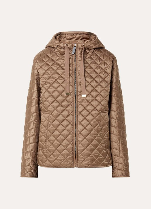 Max Mara Giorno gewatteerd jack met steekzakken en capuchon - voorkant bruin