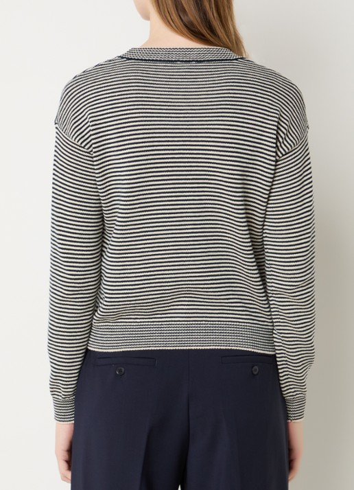 Max Mara Giovane fijngebreide trui met streepprint - achterkant donkerblauw