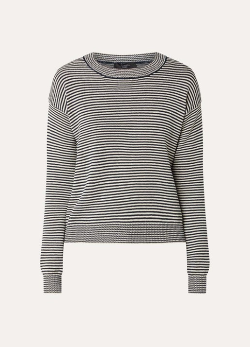 Max Mara Giovane fijngebreide trui met streepprint - voorkant 3 donkerblauw