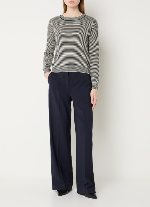 Max Mara Giovane fijngebreide trui met streepprint - voorkant 4 donkerblauw