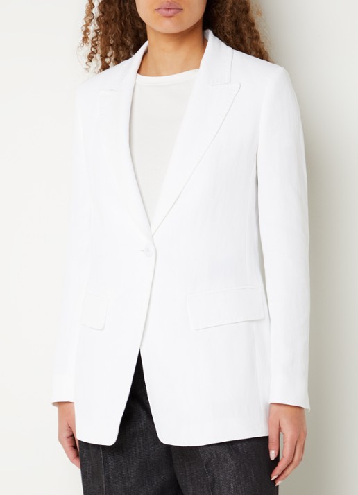 Max Mara Gitane blazer in linnenblend met klepzakken - detail wit