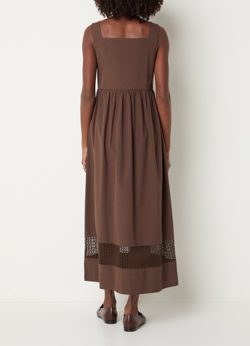 Max Mara Gola midi jurk met opengewerkt dessin - achterkant bruin