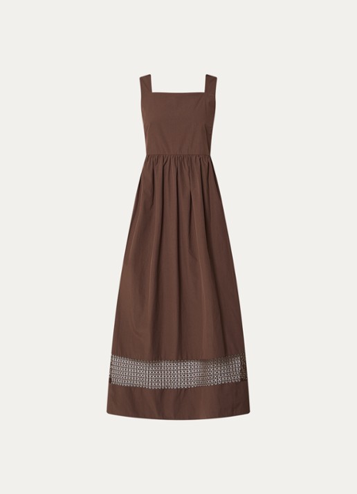 Max Mara Gola midi jurk met opengewerkt dessin - voorkant 2 bruin