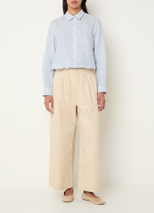 Max Mara Golfo high waist wide fit pantalon met steekzakken - voorkant 4 creme