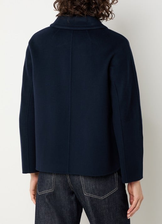 Max Mara Grazia mantel van scheerwol  - achterkant 4 donkerblauw