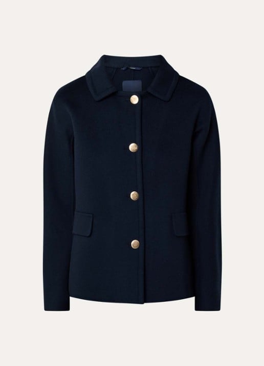 Max Mara Grazia mantel van scheerwol  - voorkant 2 donkerblauw