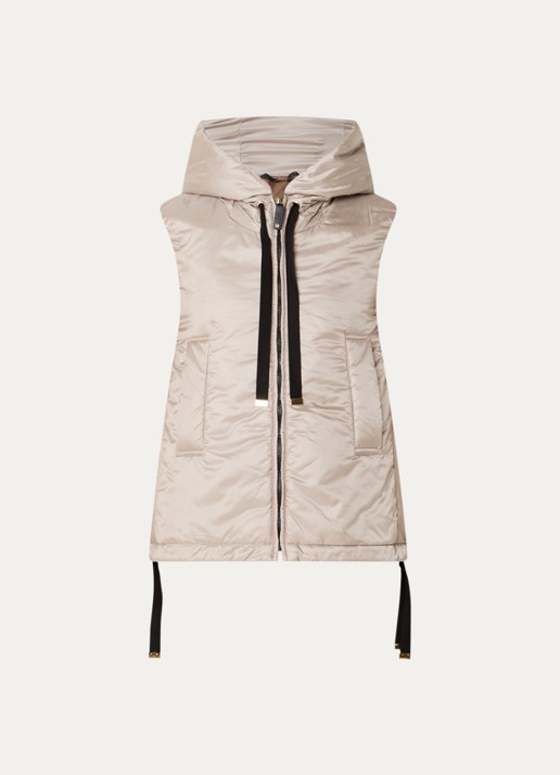 Max Mara Greengo gewatteerde bodywarmer met capuchon en waterafstotende coating - voorkant 3 beige
