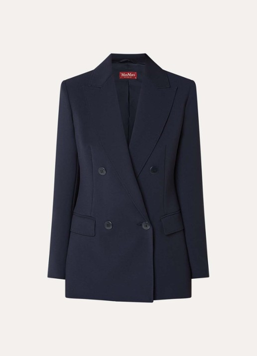 Max Mara Grembo double-breasted blazer van scheerwol met klepzakken - voorkant donkerblauw