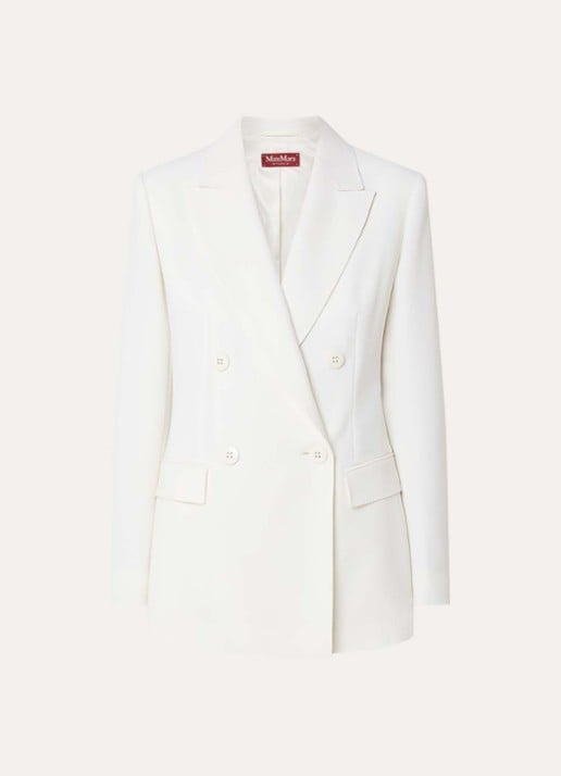 Max Mara Grembo double-breasted blazer van scheerwol met klepzakken - voorkant wit