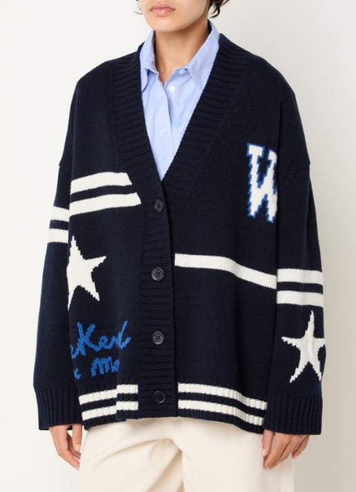 Max Mara Grofgebreid vest van wol met print