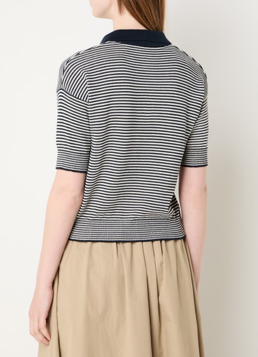 Max Mara Grofgebreide trui met streepprint - achterkant 4 donkerblauw