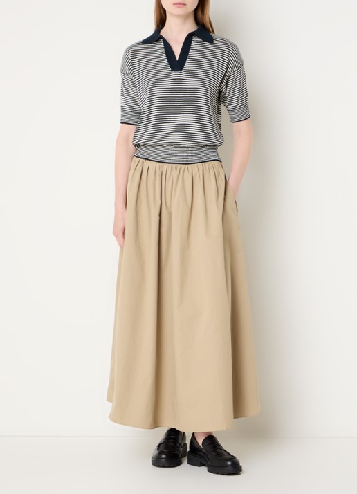 Max Mara Grofgebreide trui met streepprint - voorkant 2 donkerblauw