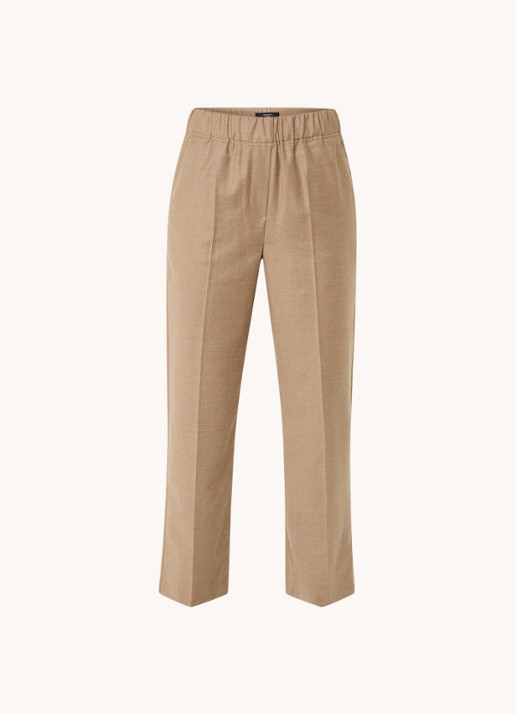 Max Mara Hateley high waist wide fit cropped pantalon van scheerwol met steekzakken - voorkant 3 camel