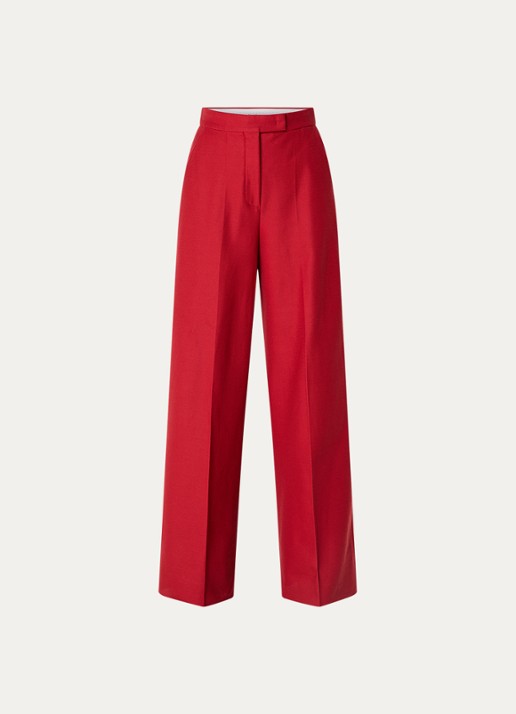 Max Mara High waist loose fit pantalon met steekzakken - voorkant 2 rood