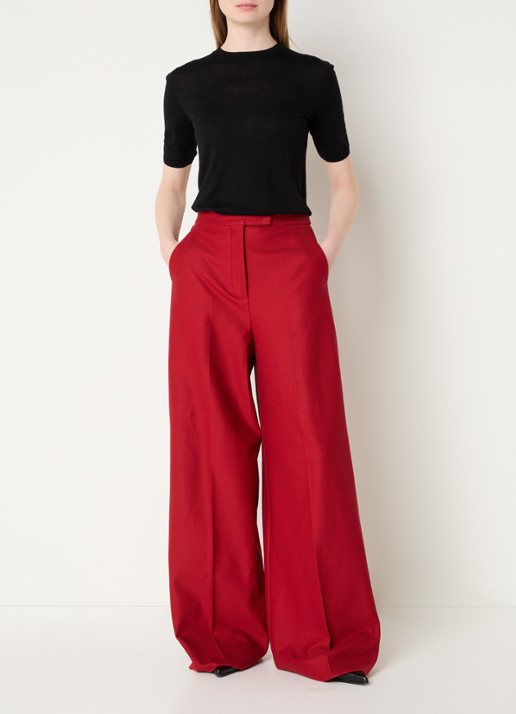 Max Mara High waist loose fit pantalon met steekzakken - voorkant 3 rood