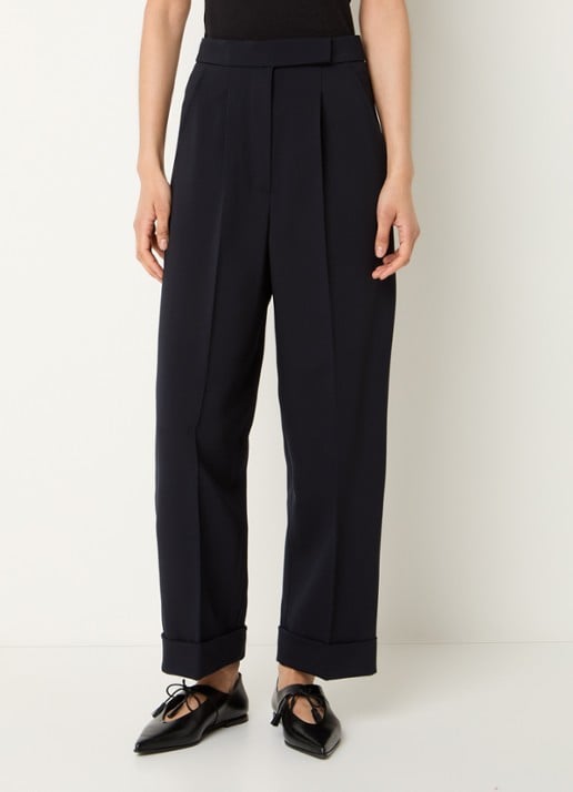 Max Mara High waist loose fit pantalon van scheerwol met steekzakken